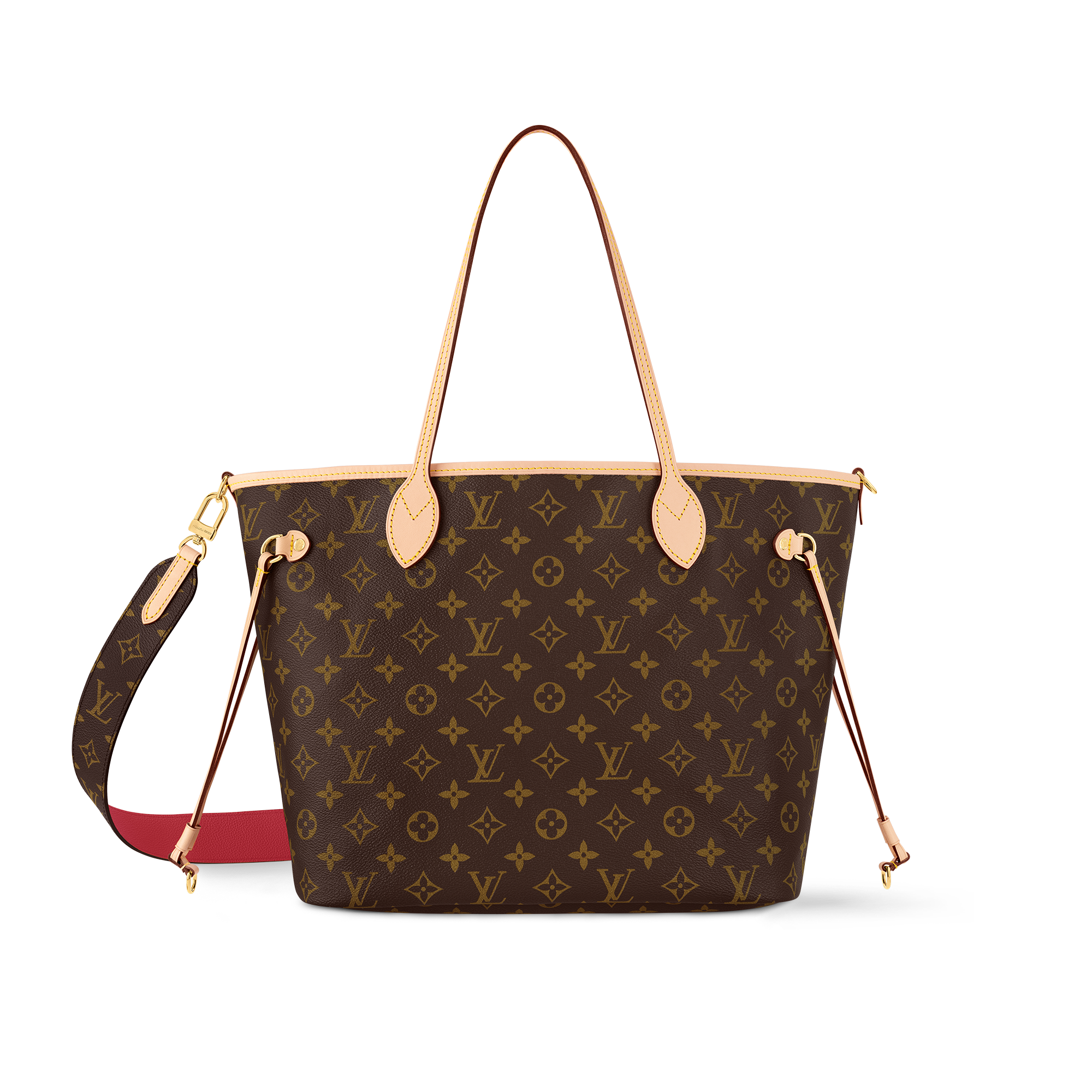 Louis Vuitton トートバッグ ベージュ/レッド Authentic Louis Vuitton Classic Monogram Canvas with Red